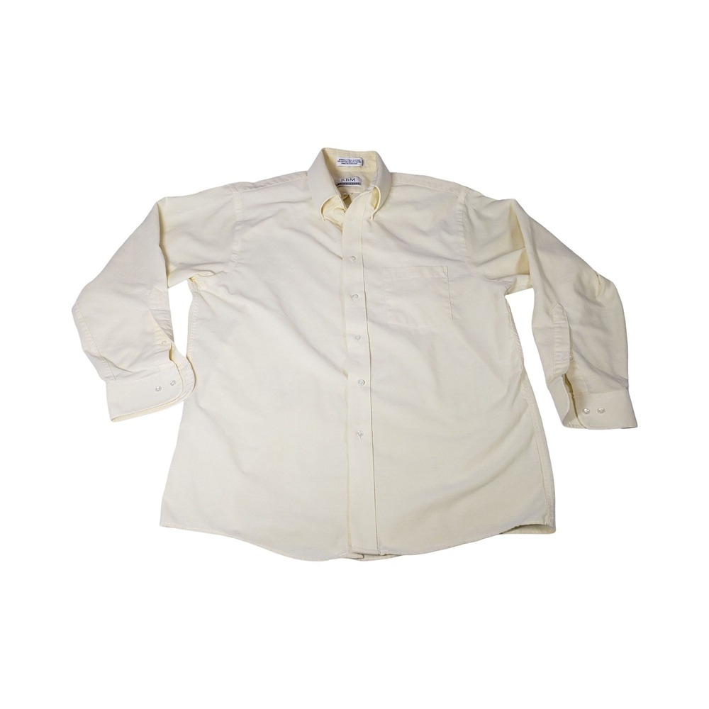 RBM Mens Wrinkle Free Oxford Shirt  Yellow Button Down 16.5 32/33 L Long Sleeve